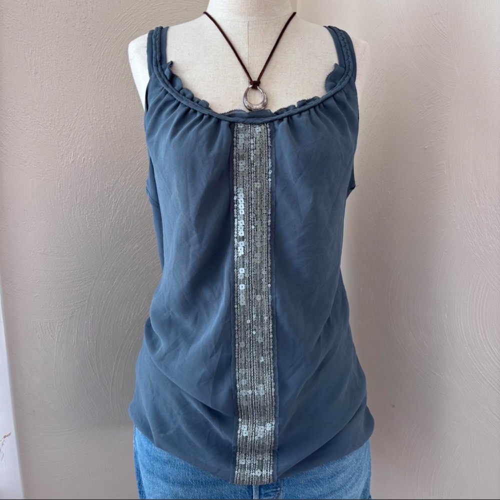 Coldwater Creek Sequin-Trim Grey Camisole